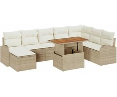 Sodo Sofų Rinkinys su pagalve 9 pcs smėlio ir kreminės spalvos