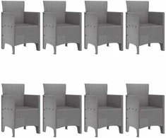 Lauko baldų komplektas Sodo valgomojo komplektas 9 pcs Šviesiai pilka Polipropilenas