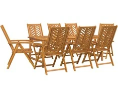 Sodo valgomojo komplektas 9 pcs Ruda Kietos akacijos mediena