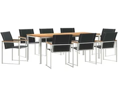 Lauko baldų komplektas Sodo valgomojo komplektas 9 pcs Ruda Kietos akacijos mediena