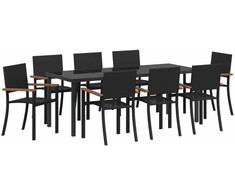 Sodo valgomojo komplektas 9 pcs Juoda