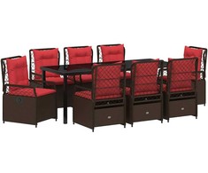 Sodo valgomojo komplektas 9 pcs Ruda poliratanas