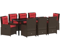 Sodo valgomojo komplektas su pagalve 9 pcs Ruda Poli ratanas