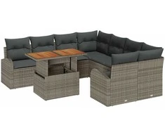 Sodo Sofų Rinkinys su pagalve 9 pcs Pilka