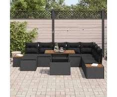 Sodo valgomojo komplektas su pagalve 9 pcs Juoda ir Ruda
