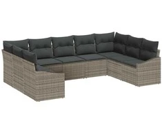 Lauko baldų komplektas Sodo Sofų Rinkinys su saugykla 9 pcs Pilka poliratanas