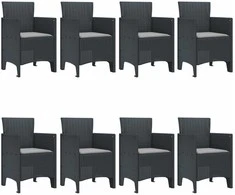 Lauko baldų komplektas Sodo valgomojo komplektas 9 pcs Antracito Polipropilenas
