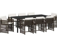 Sodo valgomojo komplektas 9 pcs Ruda poliratanas