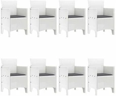 Lauko baldų komplektas Sodo valgomojo komplektas 9 pcs Balta Polipropilenas