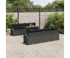 Sodo Sofų Rinkinys su pagalve 7 pcs Juoda