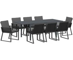 Sodo valgomojo komplektas 9 pcs Juoda poliratanas