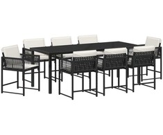Sodo valgomojo komplektas 9 pcs Juoda poliratanas