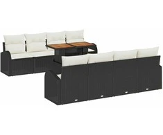 Sodo Sofų Rinkinys su pagalve 7 pcs Juoda ir kreminė