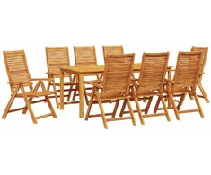 Lauko baldų komplektas Sodo valgomojo komplektas 9 pcs Ruda Kietos akacijos mediena