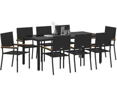Sodo valgomojo komplektas 9 pcs Juoda poliratanas