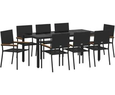 Sodo valgomojo komplektas 9 pcs Juoda poliratanas