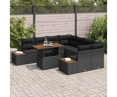 Sodo valgomojo komplektas su pagalve 9 pcs Juoda ir Ruda