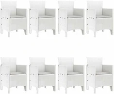 Lauko baldų komplektas Sodo valgomojo komplektas 9 pcs Baltas Polipropilenas