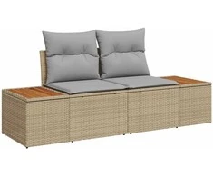Lauko baldų komplektas Sodo Sofų Rinkinys su pagalve 9 pcs Smėlio poliratanas