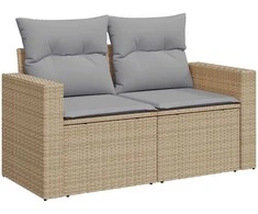 Lauko baldų komplektas Sodo Sofų Rinkinys 9 pcs Smėlio poliratanas