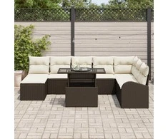 Sodo Sofų Rinkinys su pagalve 9 pcs Ruda ir kreminė