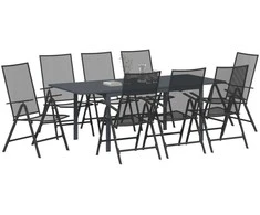 Sodo valgomojo komplektas 9 pcs Antracitas Plienas