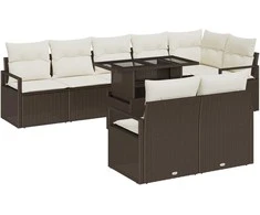 Lauko baldų komplektas Sodo Sofų Rinkinys su saugykla 9 pcs Ruda Poli ratanas