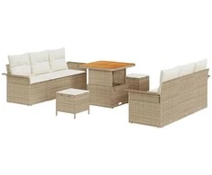 Sodo Sofų Rinkinys su pagalve 9 pcs Bežinė ir kreminė