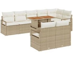 Sodo Sofų Rinkinys su pagalve 9 pcs Bežinė ir kreminė
