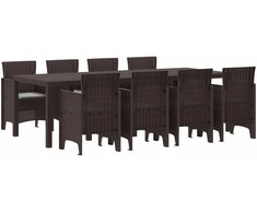 Lauko baldų komplektas Sodo valgomojo komplektas 9 pcs Ruda Polipropilenas