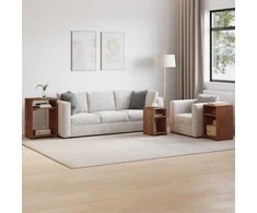 Akcento stalas su lentyna 3 pcs Ruda Kietas mahonio mediena