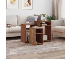 Akcento stalas su lentyna 3 pcs Ruda Kietas mahonio mediena