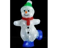 Akrilinė kalėdinė LED dekoracija sniego senis, 30cm