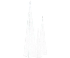 Akrilinė LED dekoracija kūgiai, šaltos baltos, 60/90/120cm