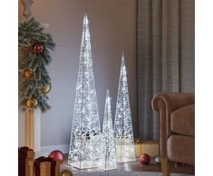 Akrilinė LED dekoracija kūgiai, šaltos baltos, 60/90/120cm