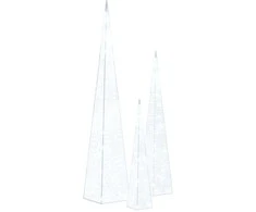 Akrilinė LED dekoracija kūgiai, šaltos baltos, 30/45/60cm