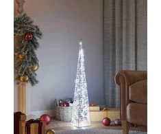 Akrilinė LED dekoracija kūgis, šaltos baltos spalvos, 90cm