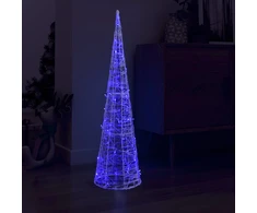 Akrilinė LED dekoracija piramidė, mėlynos spalvos, 120cm