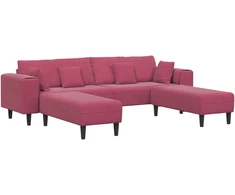 Sofa 3 pcs Vyno raudona 250 x 188 x 76 cm Aksomas