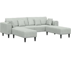 Sofa 3 pcs Šviesiai pilka 250 x 188 x 76 cm Aksomas
