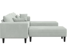 Sofa 3 pcs Šviesiai pilka 250 x 188 x 76 cm Aksomas
