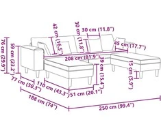 Sofa 3 vnt. Geltona Aksomas
