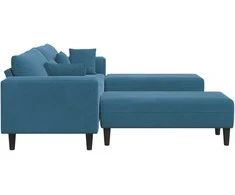 Sofa 3 pcs Mėlyna 250 x 188 x 76 cm Aksomas