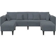Sofa 3 pcs Tamsiai pilka 250 x 188 x 76 cm Aksomas