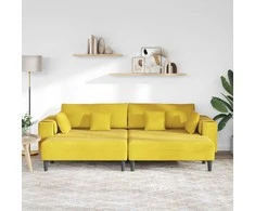 Sofa 3 pcs Geltona 250 x 188 x 76 cm Aksomas