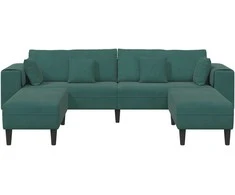 Sofa 3 pcs Tamsiai žalia 250 x 188 x 76 cm Aksomas