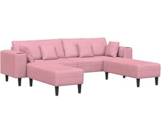 Sofa su pagalve 3 pcs Rožinė Aksomas