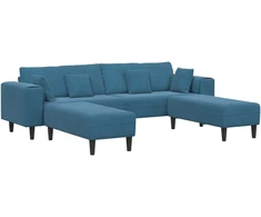 Sofa 3 pcs Mėlyna 250 x 188 x 76 cm Aksomas
