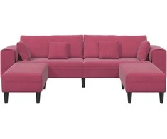 Sofa 3 pcs Vyno raudona 250 x 188 x 76 cm Aksomas
