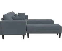 Sofa 3 pcs Tamsiai pilka 250 x 188 x 76 cm Aksomas